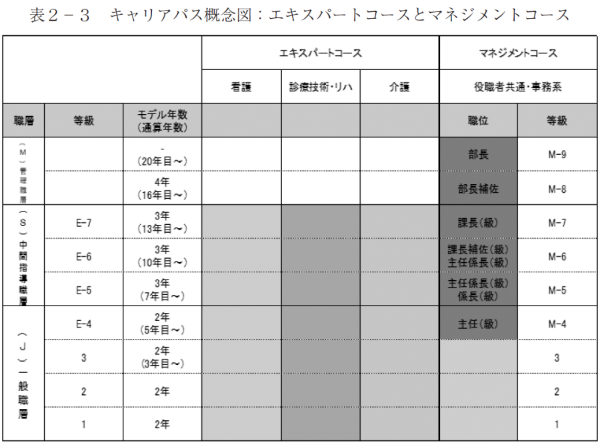 表２－３　キャリアパス概念図：エキスパートコースとマネジメントコース